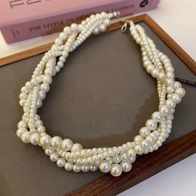 Vintage Multilayer Pearl Choker Necklace